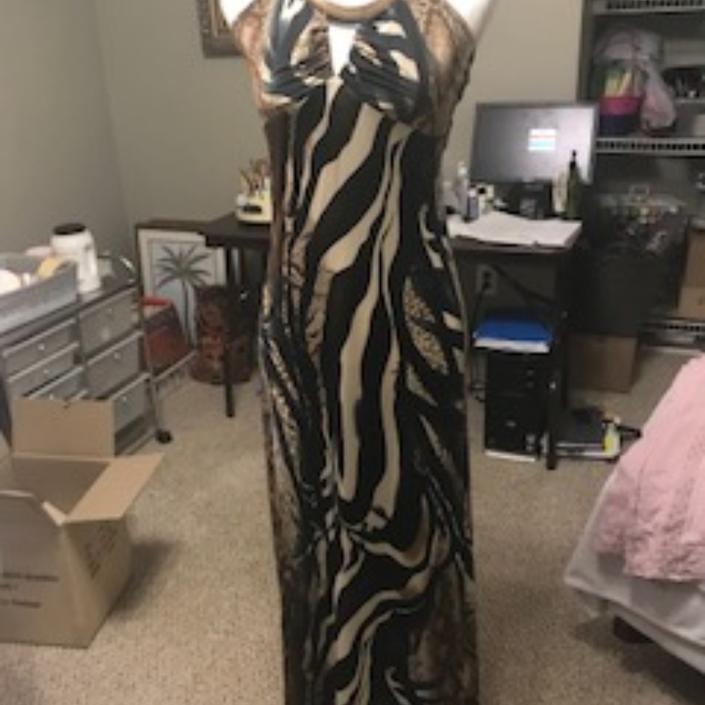 leopard print full length dress